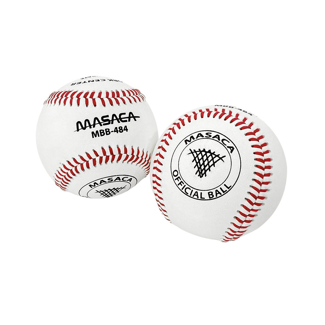 Pelota de Béisbol Masaca _Modelo MBB-484 centro Cushion Cork embobinado con un 90% de lana natural Blanca y una cubierta de piel natural grano completo grado A. Tamaño_ 9″ Peso_ 5oz
