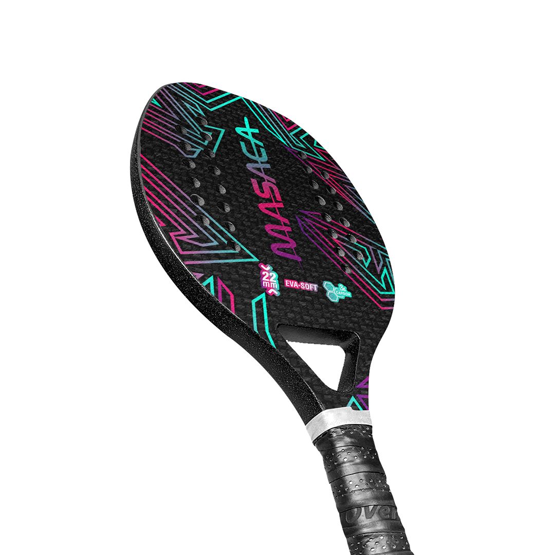 Raqueta de Beach Tennis Fibra de Carbón 12K Peso 330gr 22mm