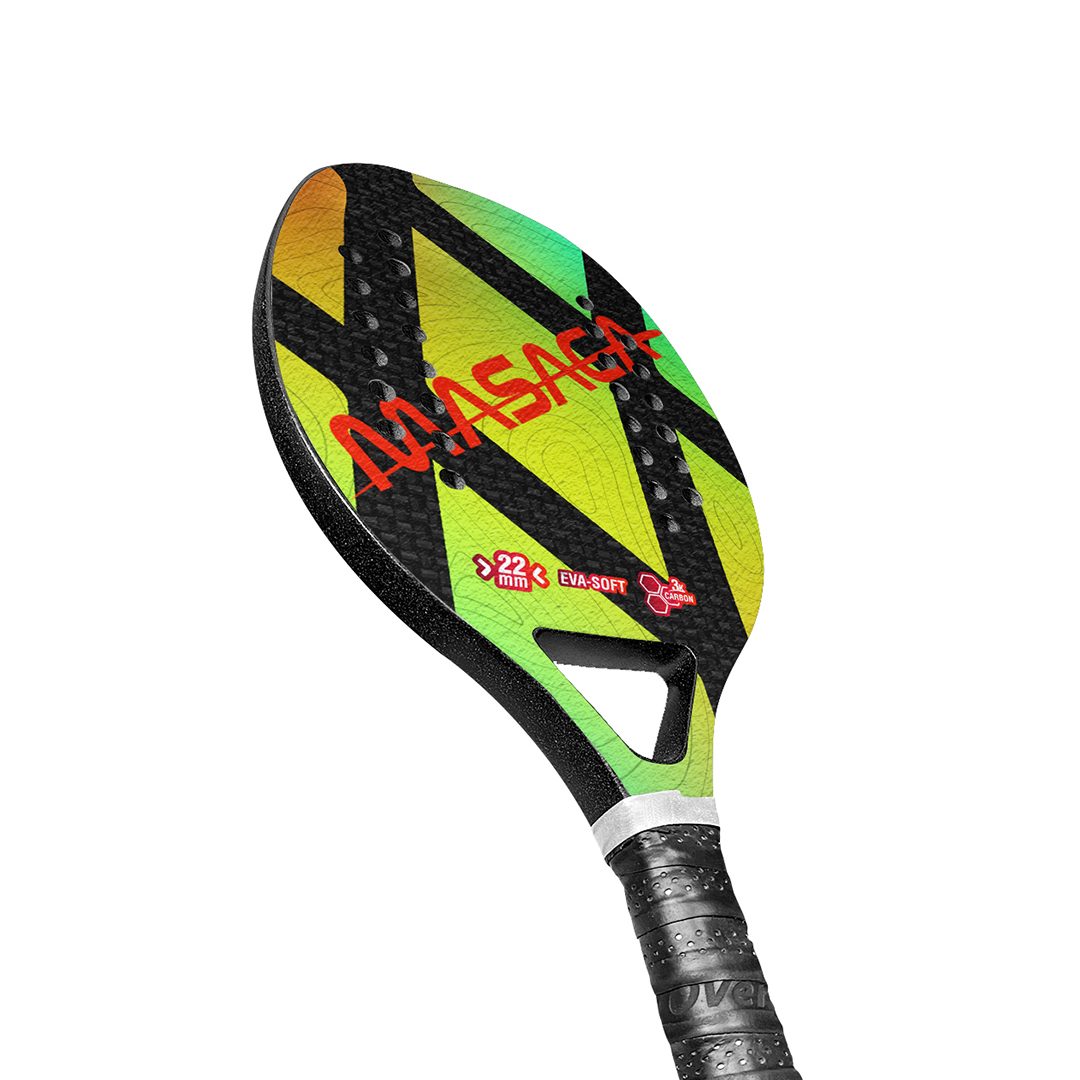 Raqueta de Beach Tennis Fibra de Carbón 3K Peso 330gr 22mm